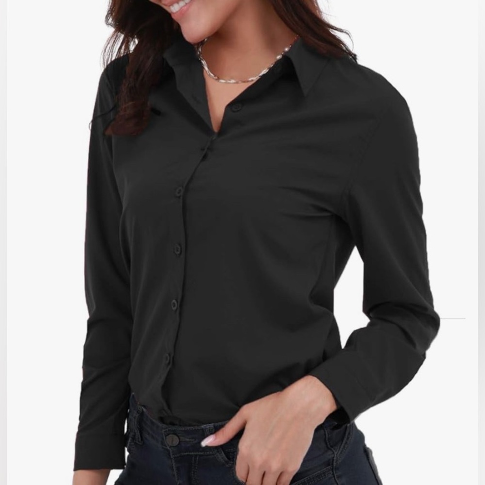 Elegant Black Women's Button-Down Shirt